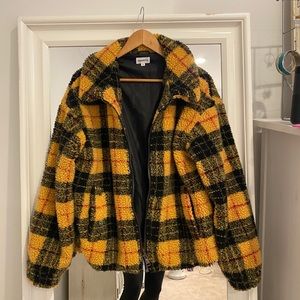 SUPER DOWN RIA PLAID TEDDY COAT